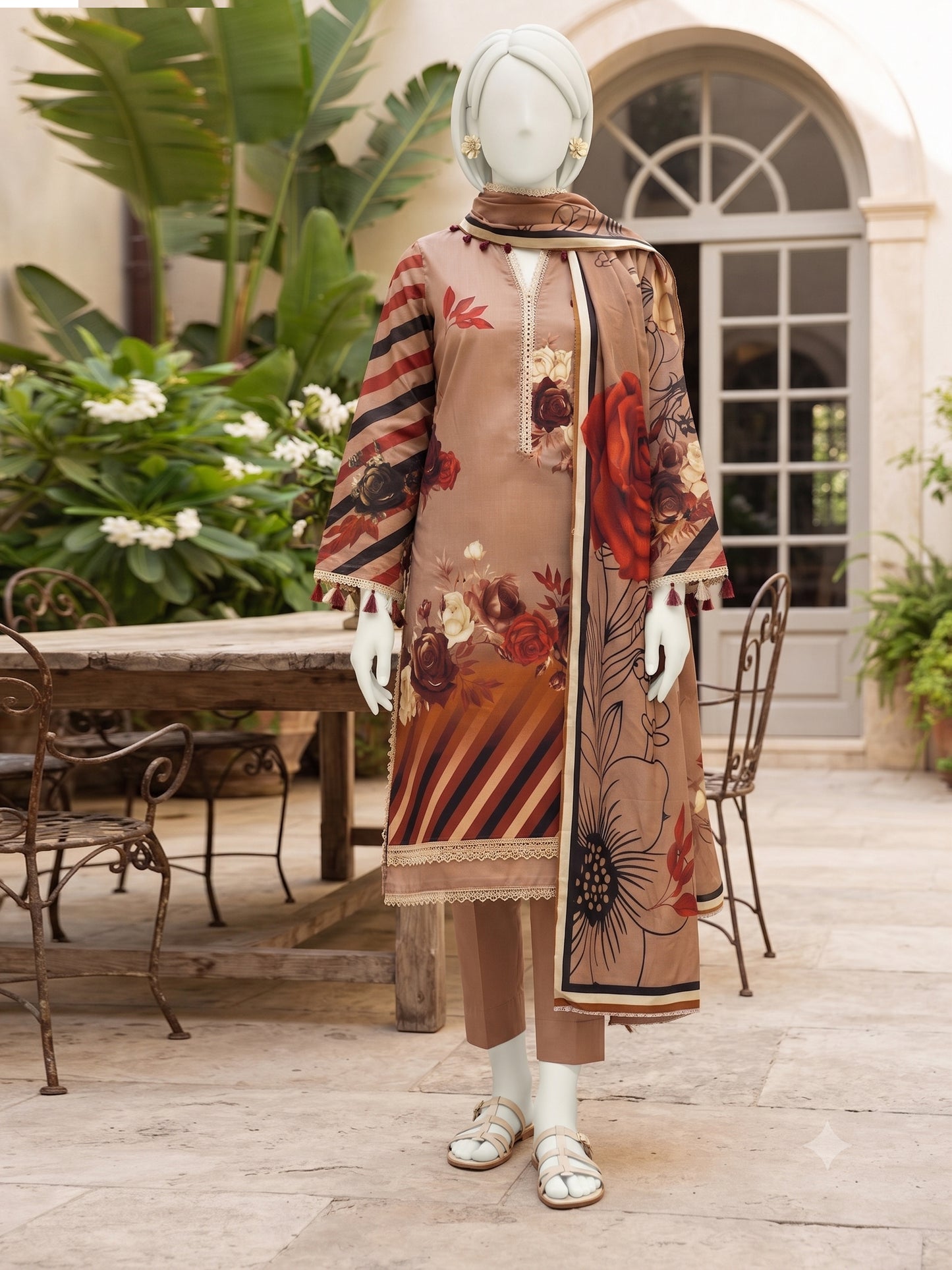Printed Lilen Unstitched 3 Piece - 12700101