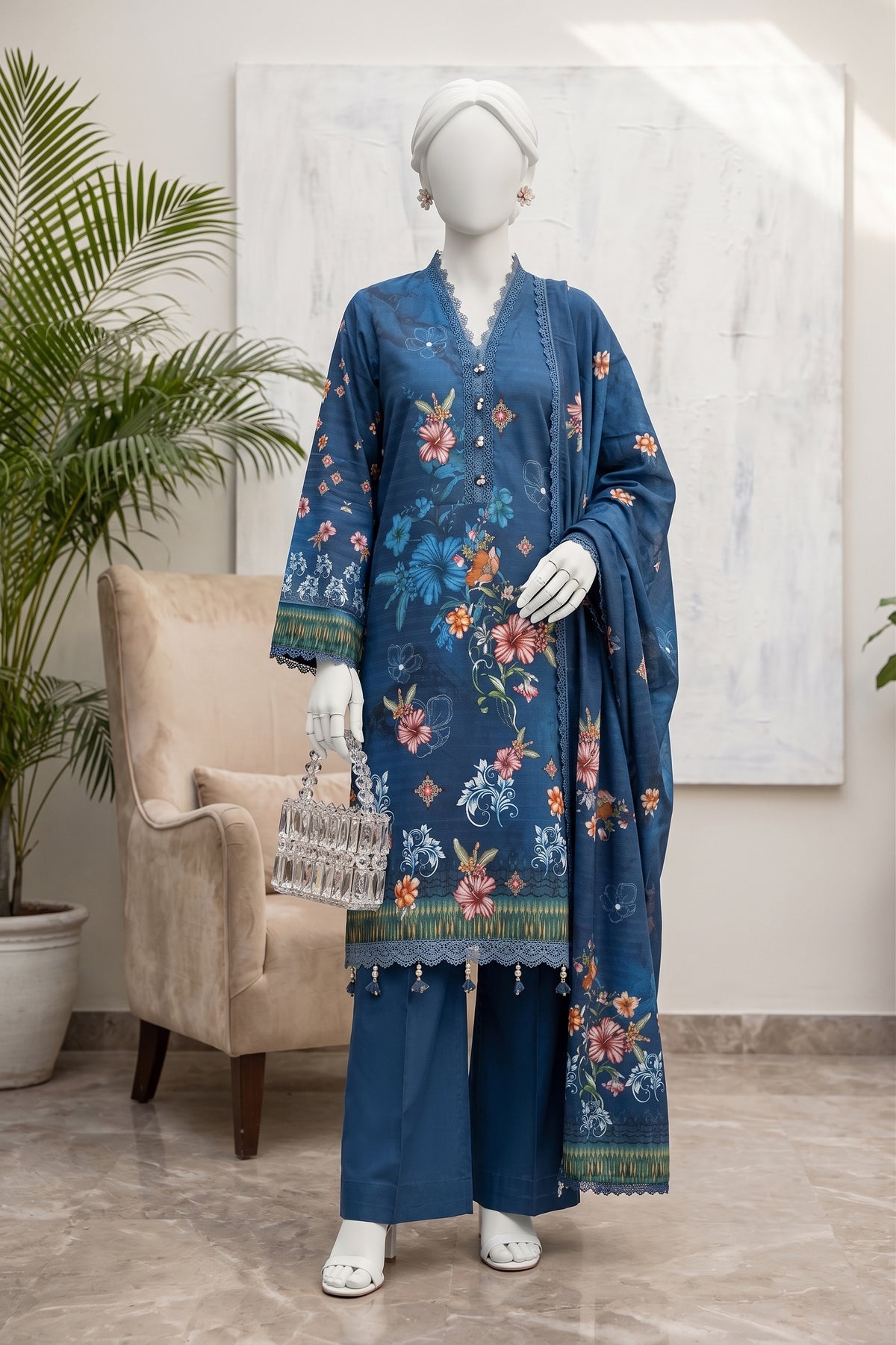 Printed Viscose Unstitched 3 Piece - 12710401