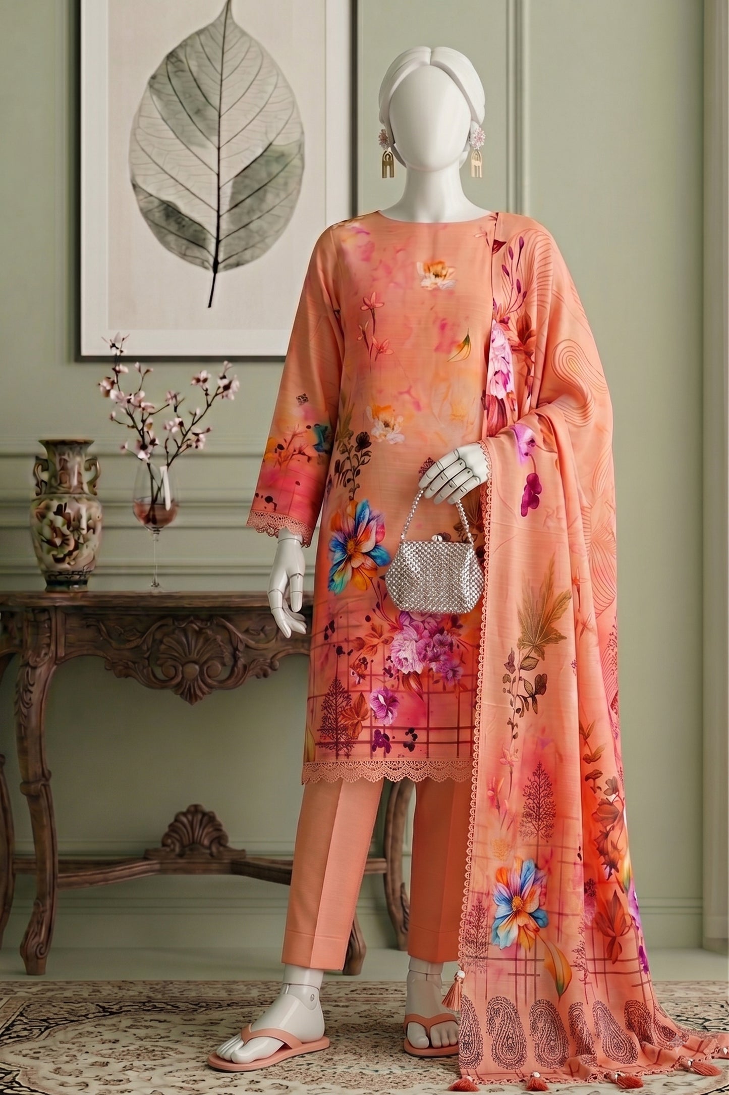 Printed Viscose Unstitched 3 Piece - 12040301