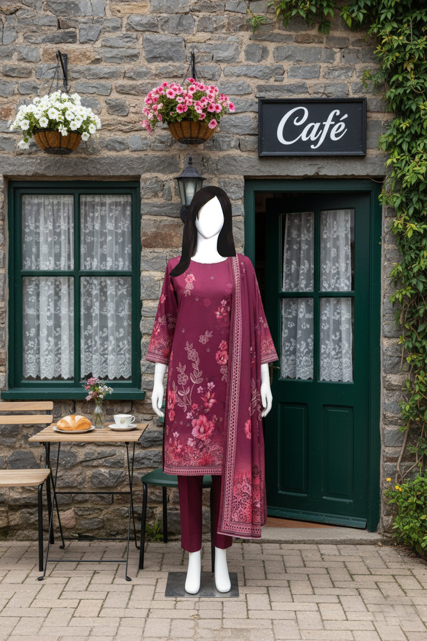 Printed Dhanak Unstitched 3 Piece - 12120108