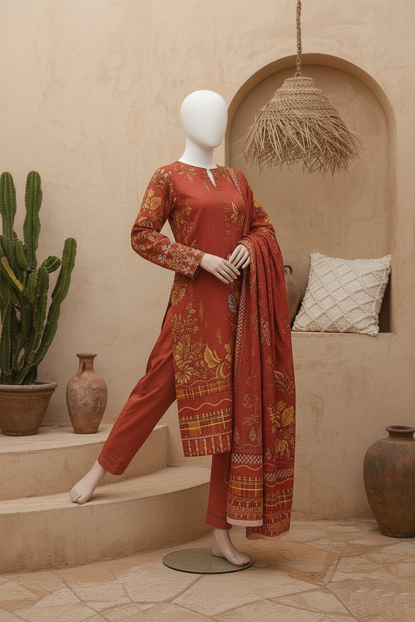 Printed Dhanak Unstitched 3 Piece - 11940508