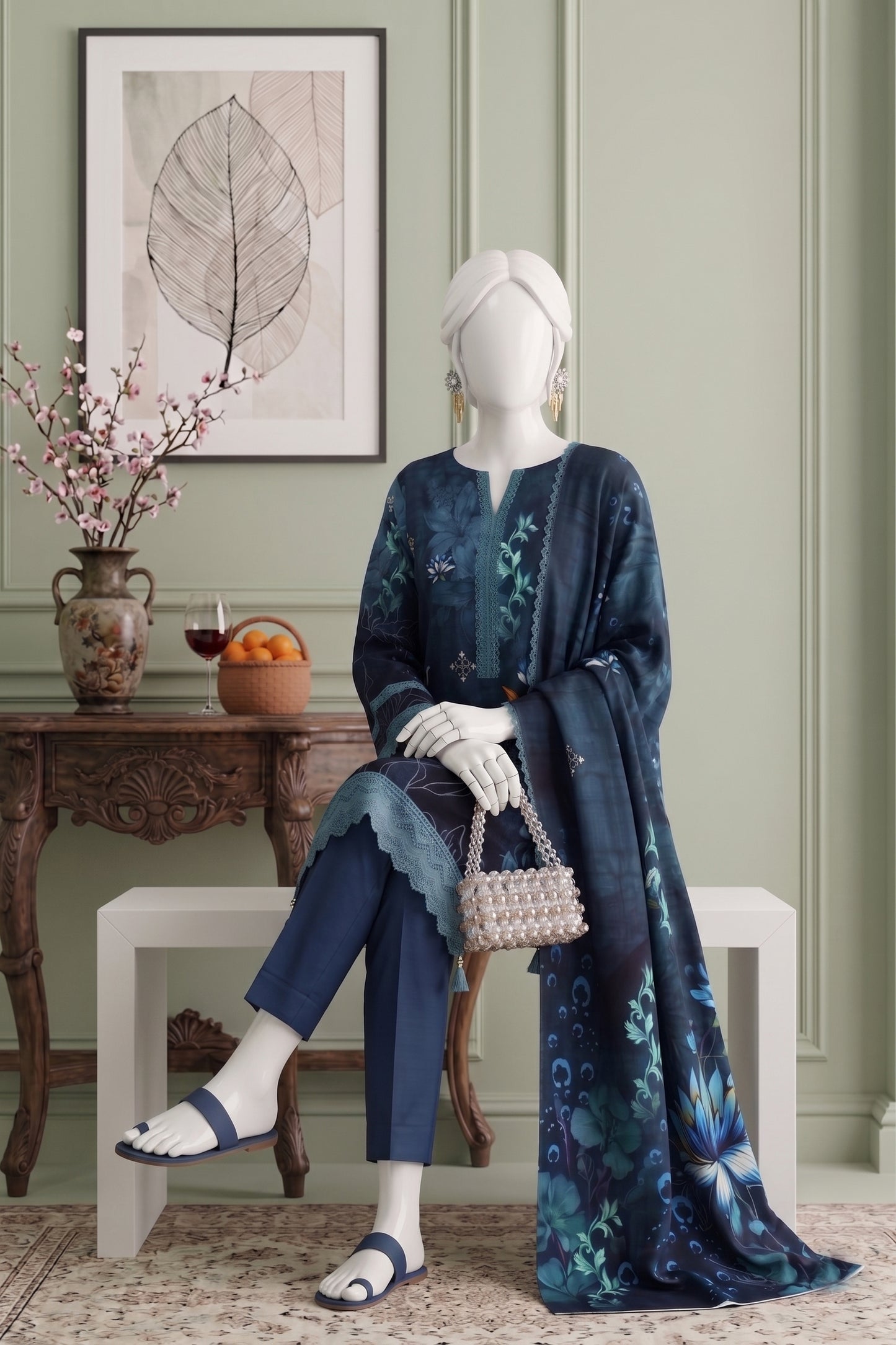 Printed Viscose Unstitched 3 Piece - 12040307