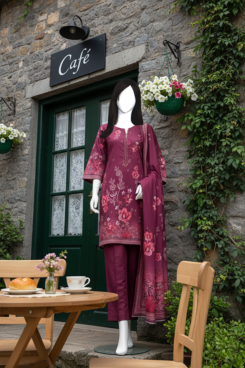 Printed Dhanak Unstitched 3 Piece - 12120108