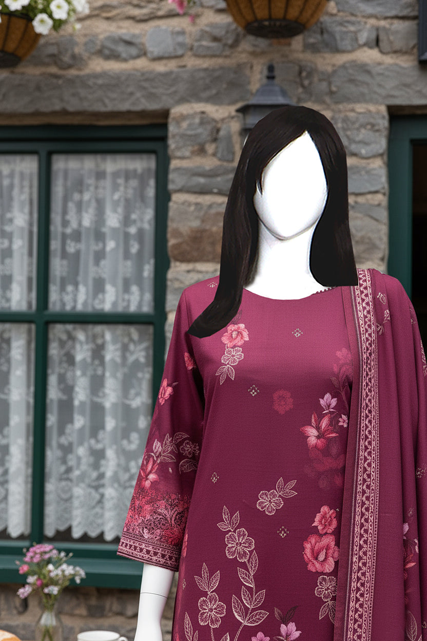 Printed Dhanak Unstitched 3 Piece - 12120108