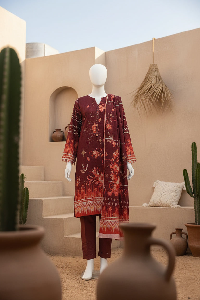 Printed Dhanak Unstitched 3 Piece - 11940503