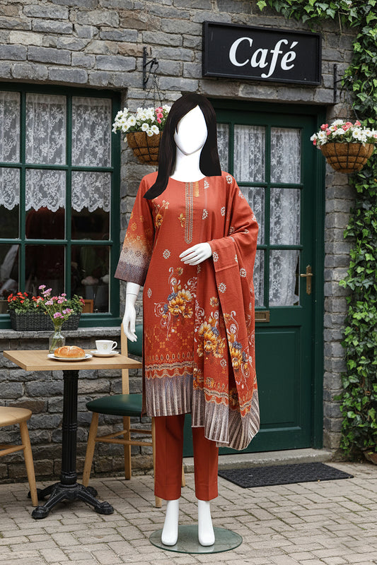 Printed Dhanak Unstitched 3 Piece - 12120102