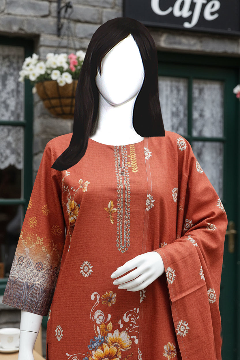 Printed Dhanak Unstitched 3 Piece - 12120102