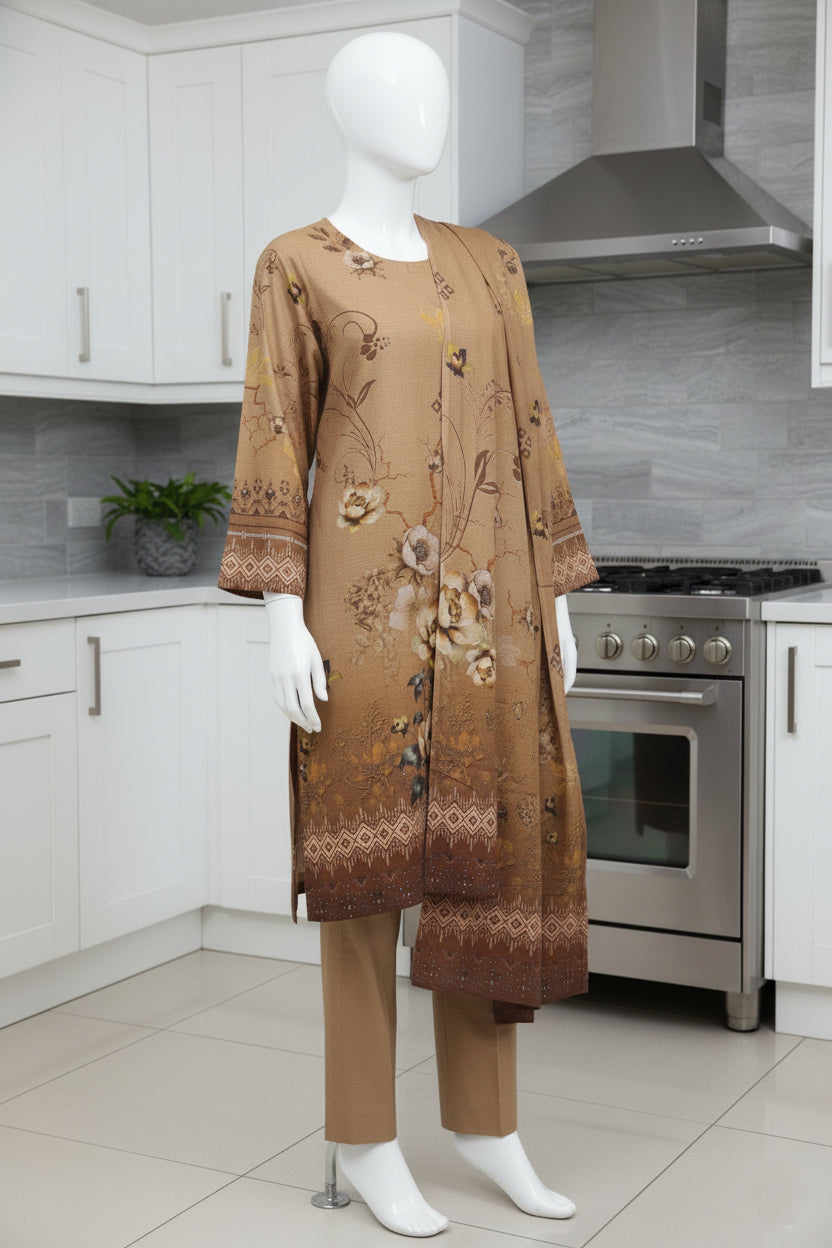 Printed Dhanak Unstitched 3 Piece - 12140208