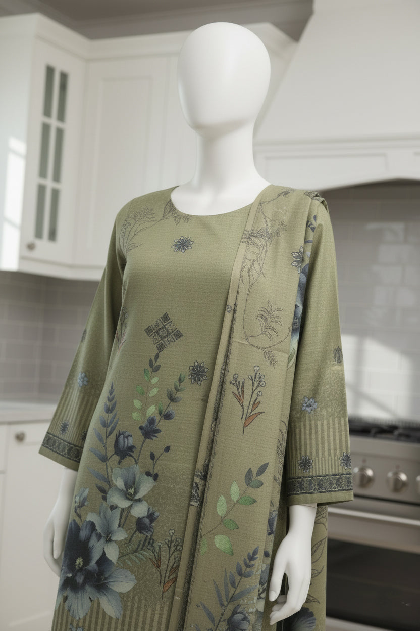 Printed Dhanak Unstitched 3 Piece - 12140209