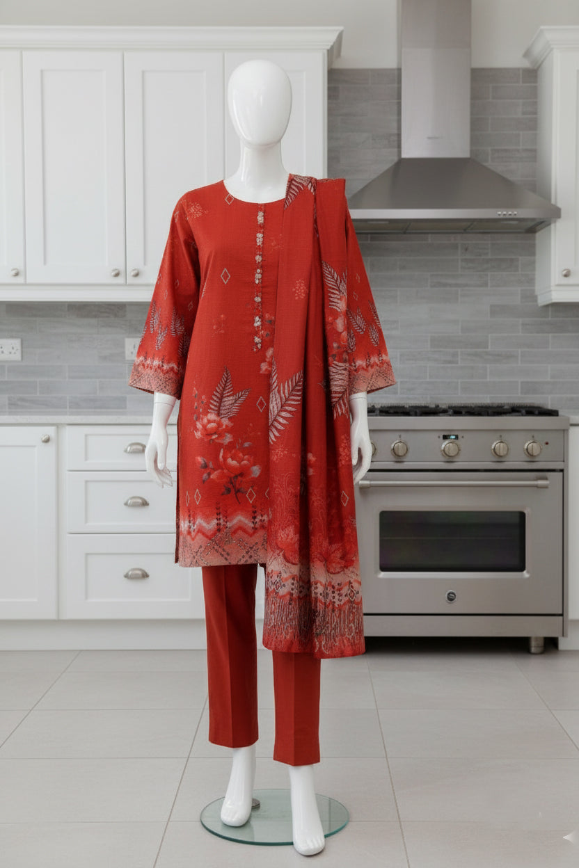 Printed Dhanak Unstitched 3 Piece - 12140202