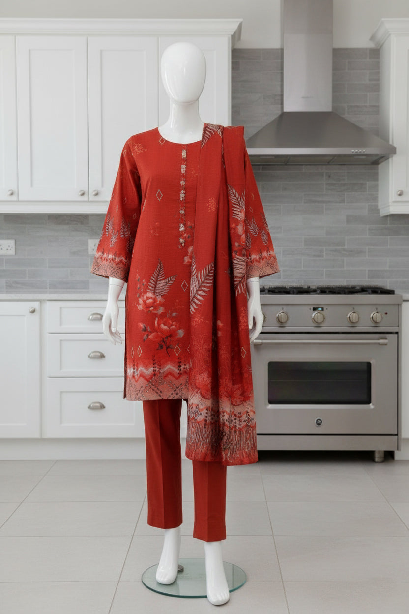 Printed Dhanak Unstitched 3 Piece - 12140202