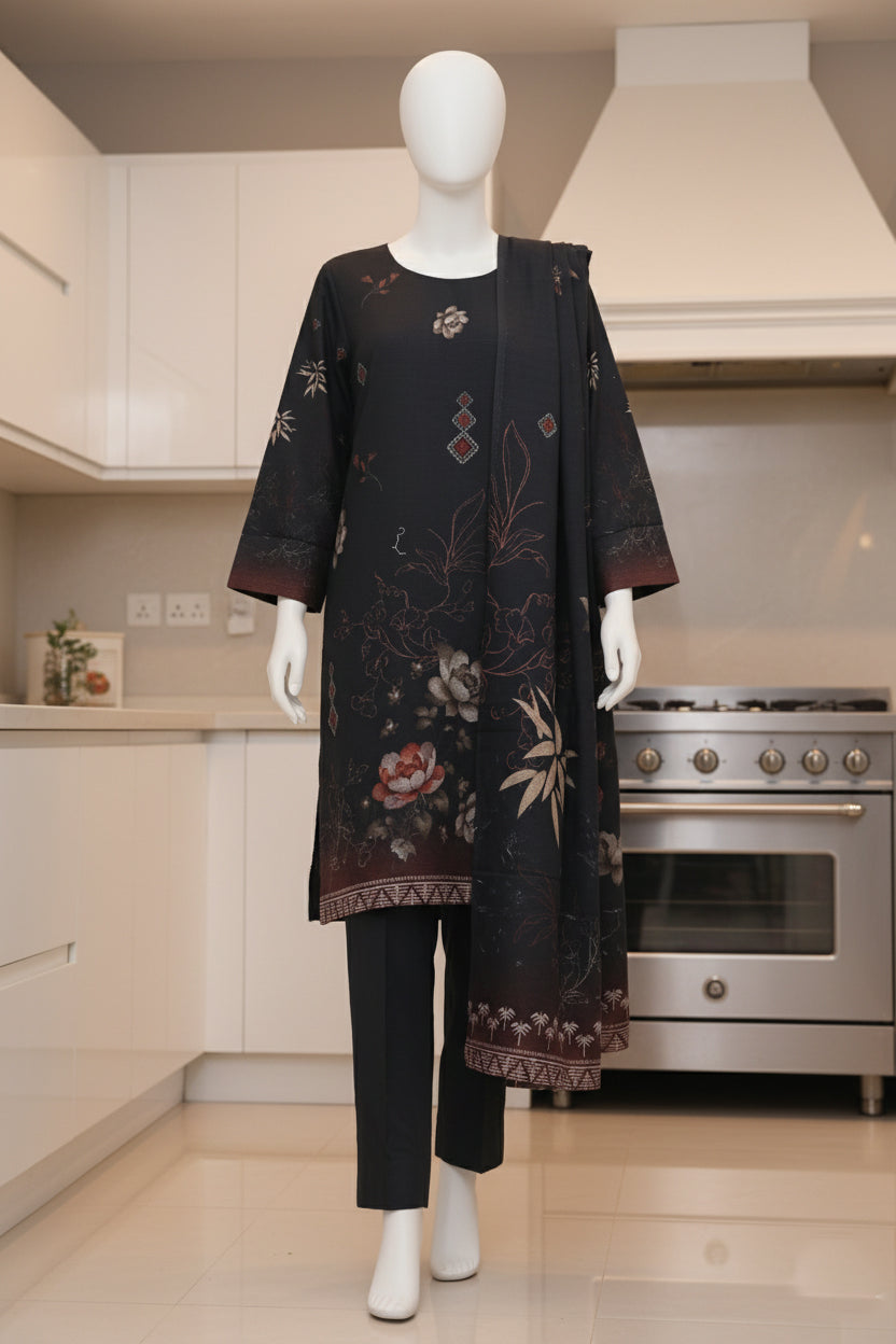 Printed Dhanak Unstitched 3 Piece - 12140201