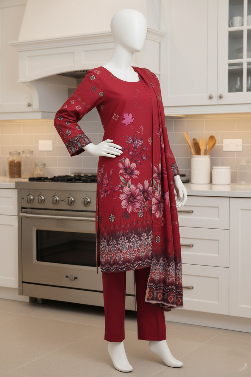 Printed Dhanak Unstitched 3 Piece - 12140206