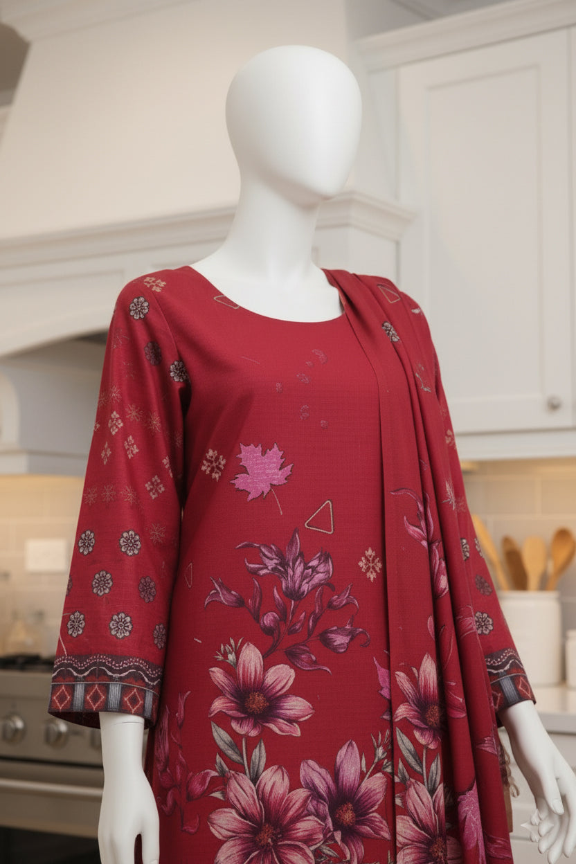 Printed Dhanak Unstitched 3 Piece - 12140206