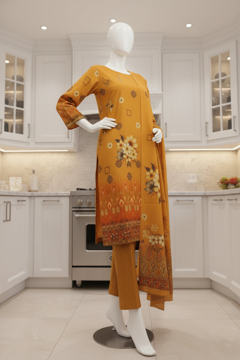 Printed Dhanak Unstitched 3 Piece - 12140203