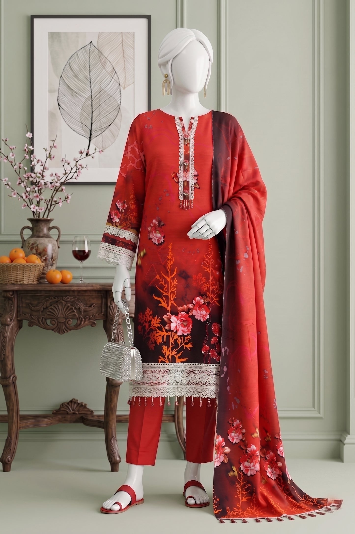 Printed Viscose Unstitched 3 Piece - 12040311