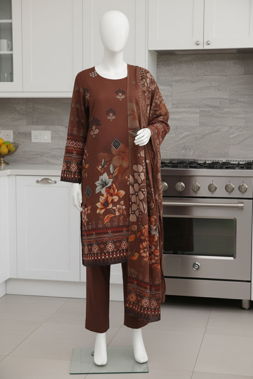 Printed Dhanak Unstitched 3 Piece - 12140204