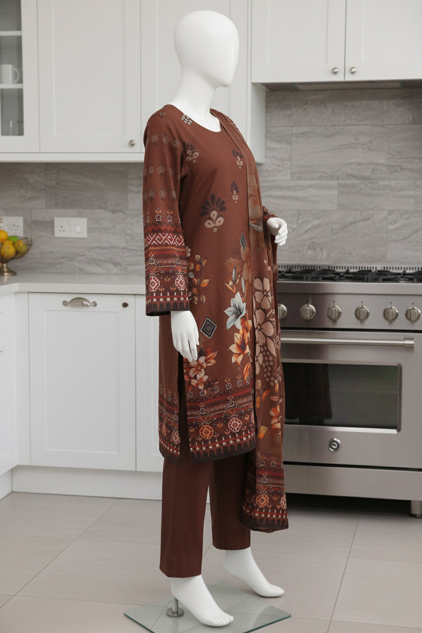 Printed Dhanak Unstitched 3 Piece - 12140204