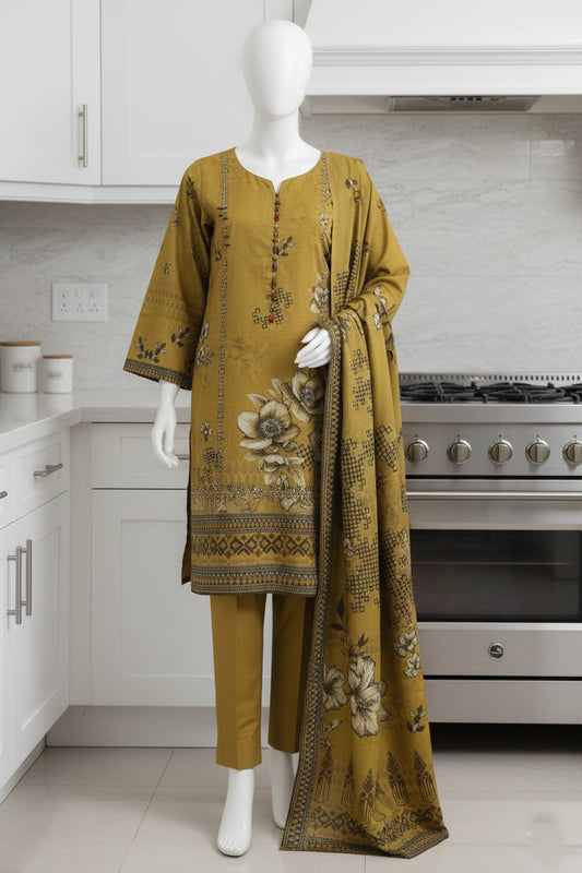 Printed Dhanak Unstitched 3 Piece - 12140207