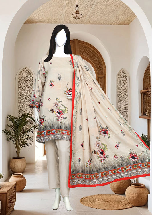 Printed linen Unstitched 3 Piece - 12110209