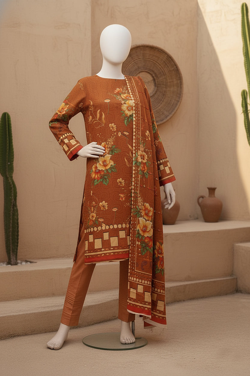 Printed Dhanak Unstitched 3 Piece - 11940505