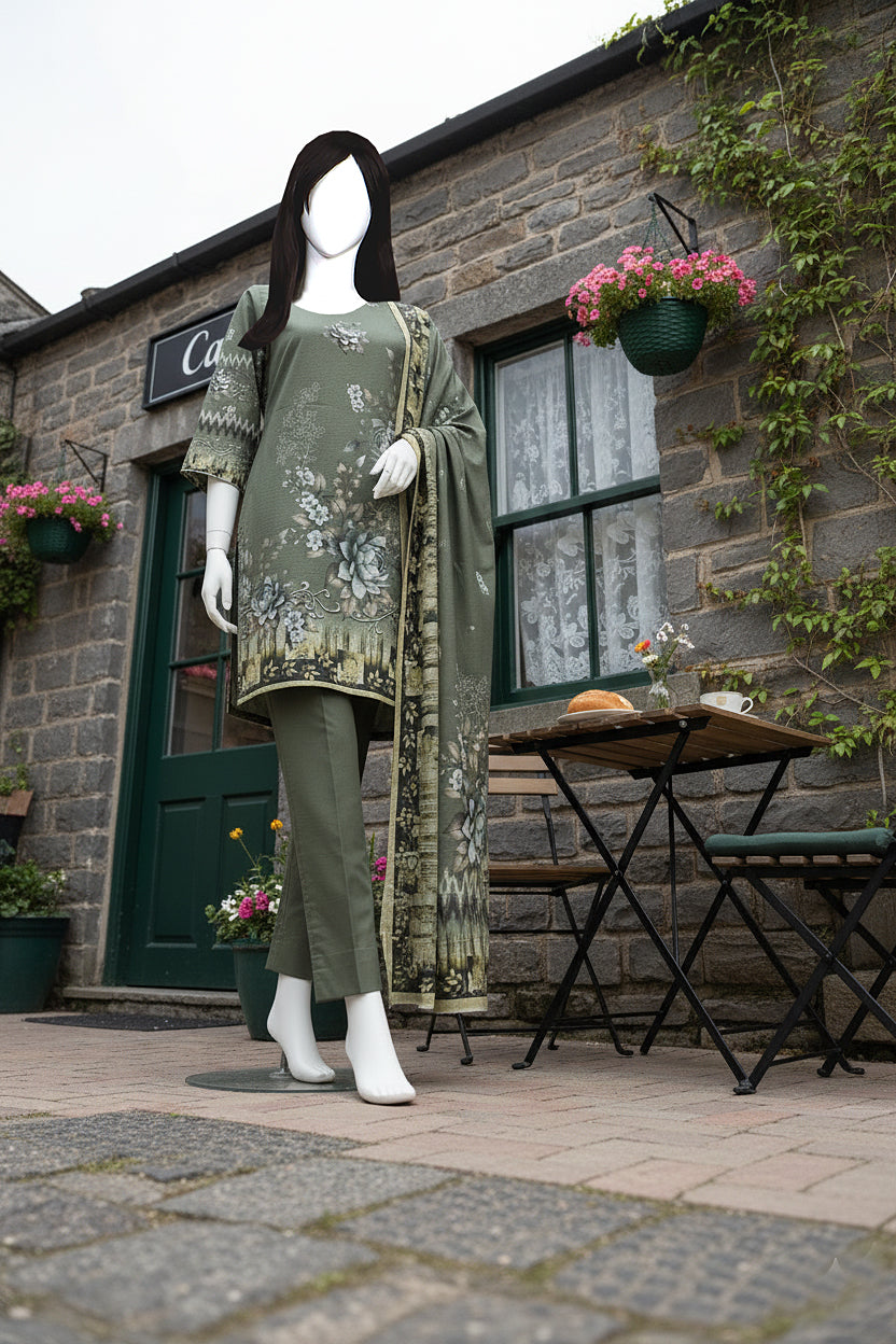 Printed Dhanak Unstitched 3 Piece - 12120106