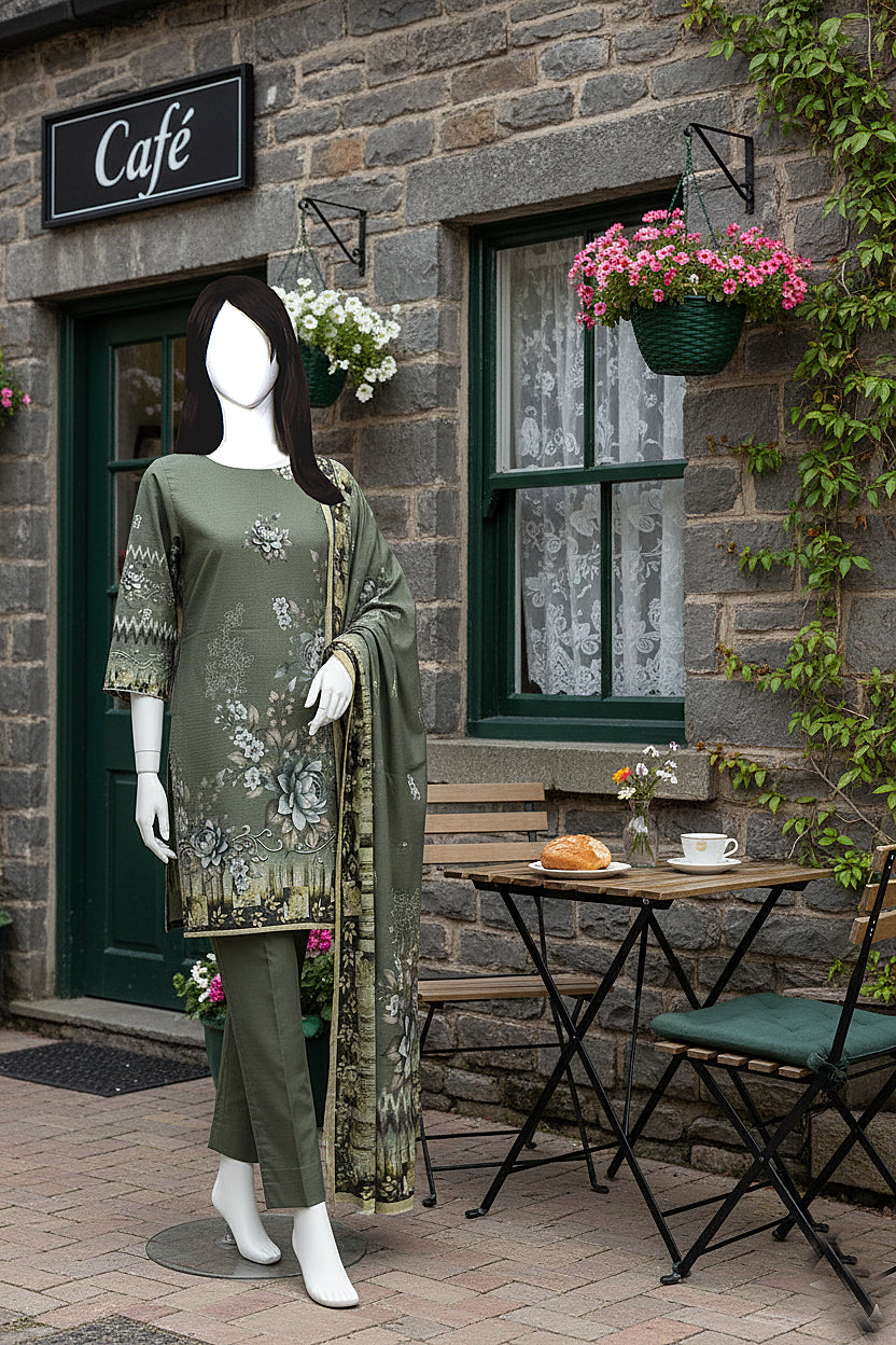 Printed Dhanak Unstitched 3 Piece - 12120106