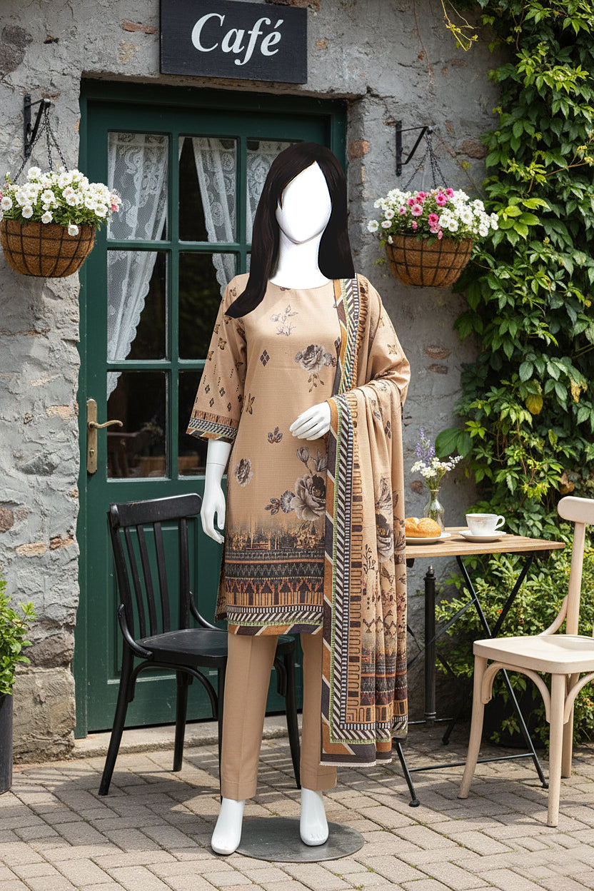 Printed Dhanak Unstitched 3 Piece - 12120107