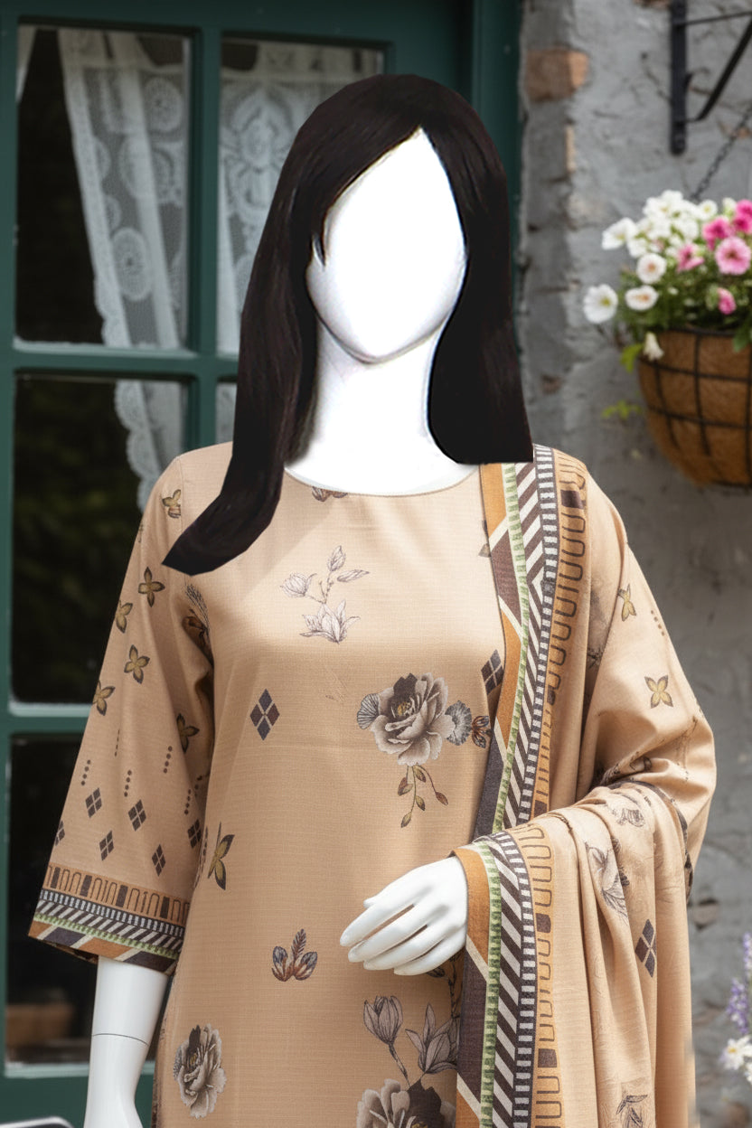 Printed Dhanak Unstitched 3 Piece - 12120107