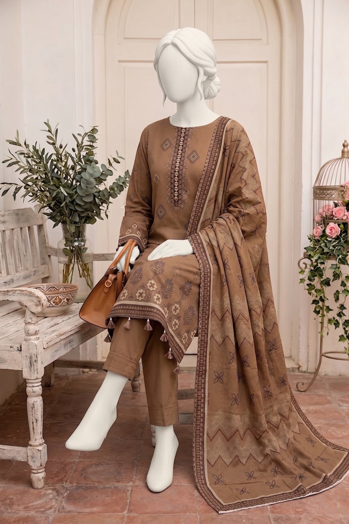 Printed Linen Unstitched 3 Piece - 12760310