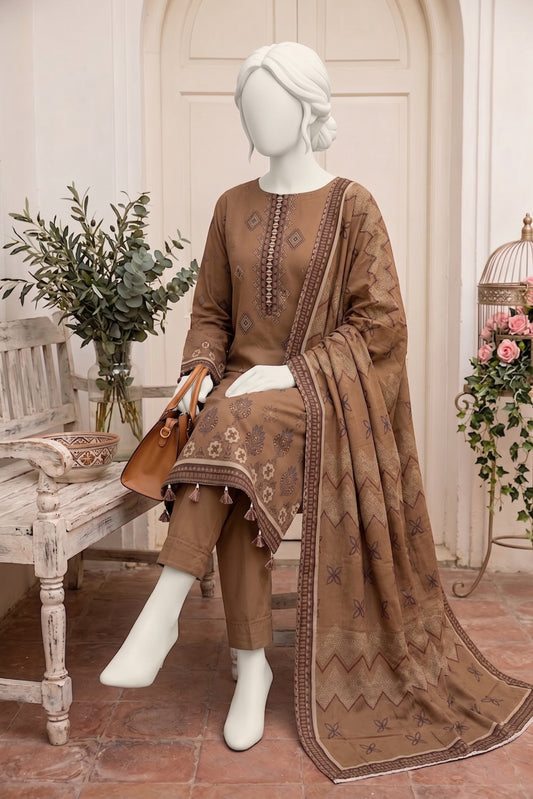 Printed Linen Unstitched 3 Piece - 12760310