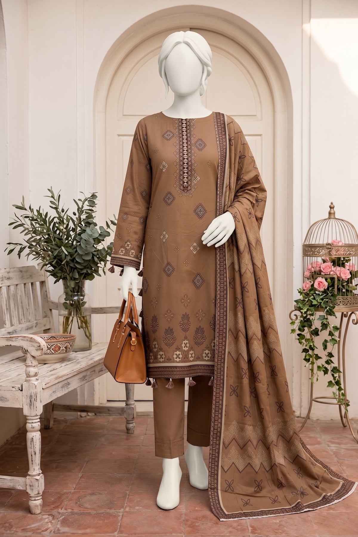 Printed Linen Unstitched 3 Piece - 12760310