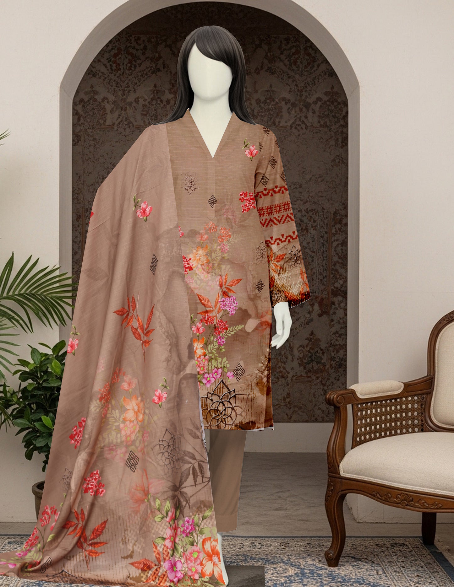Printed Viscose Unstitched 3 Piece - 12040310