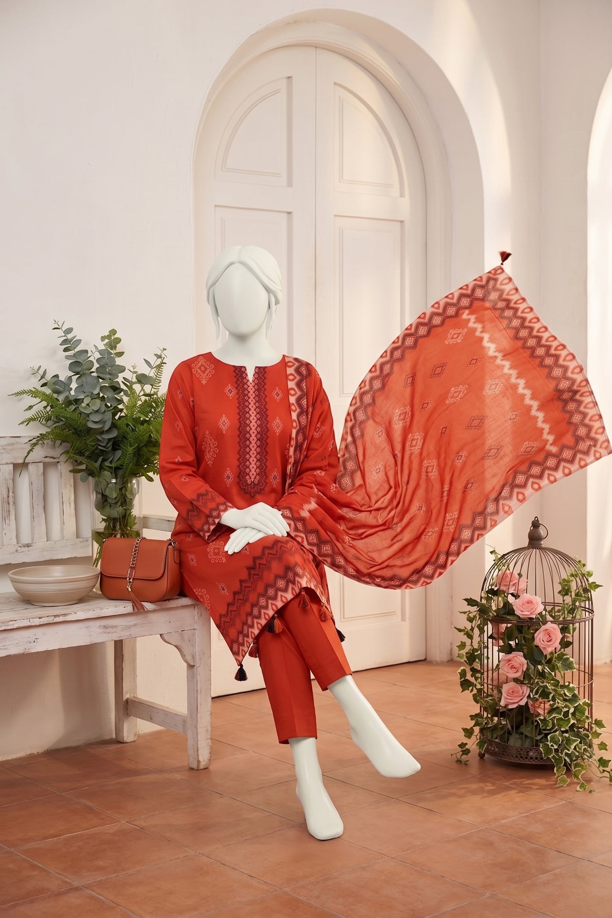 Printed Linen Unstitched 3 Piece - 12760309