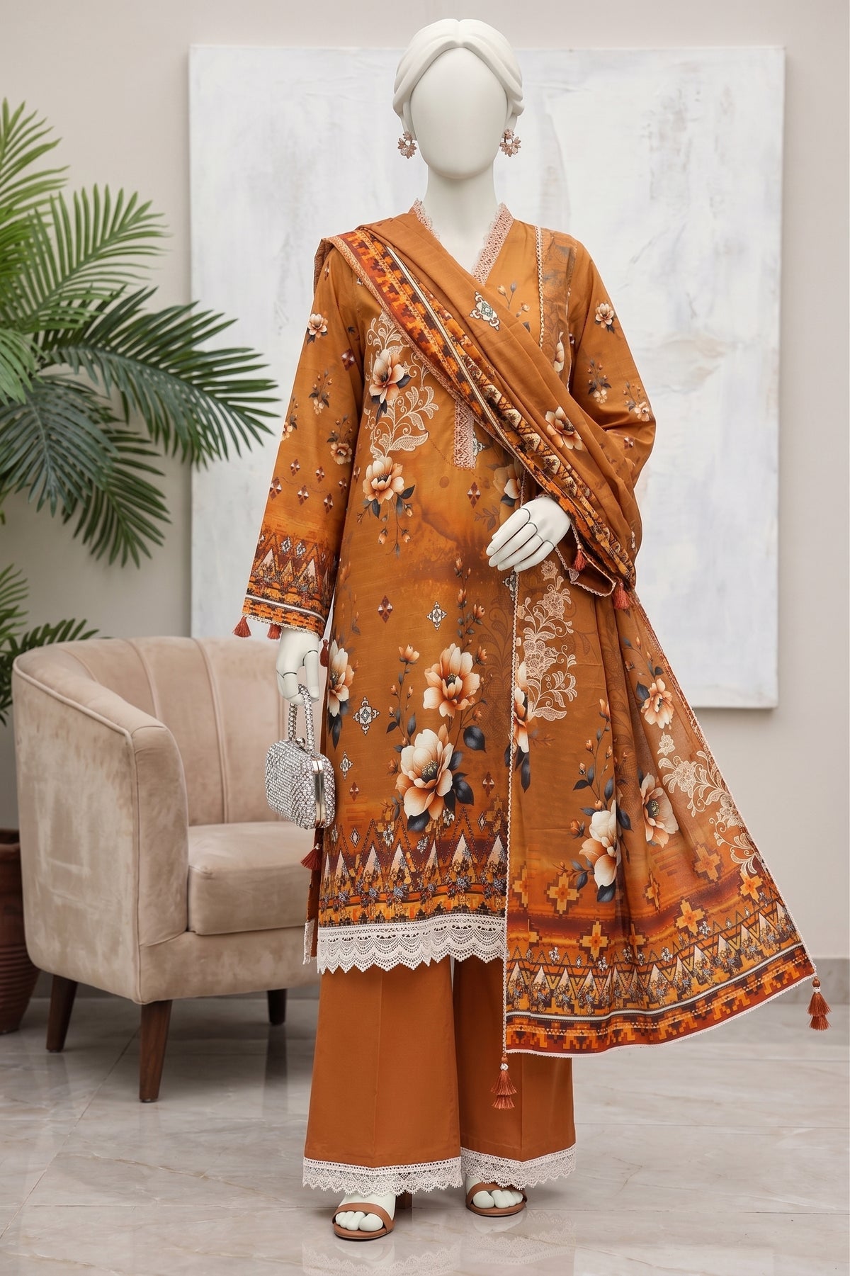 Printed Viscose Unstitched 3 Piece - 12710408