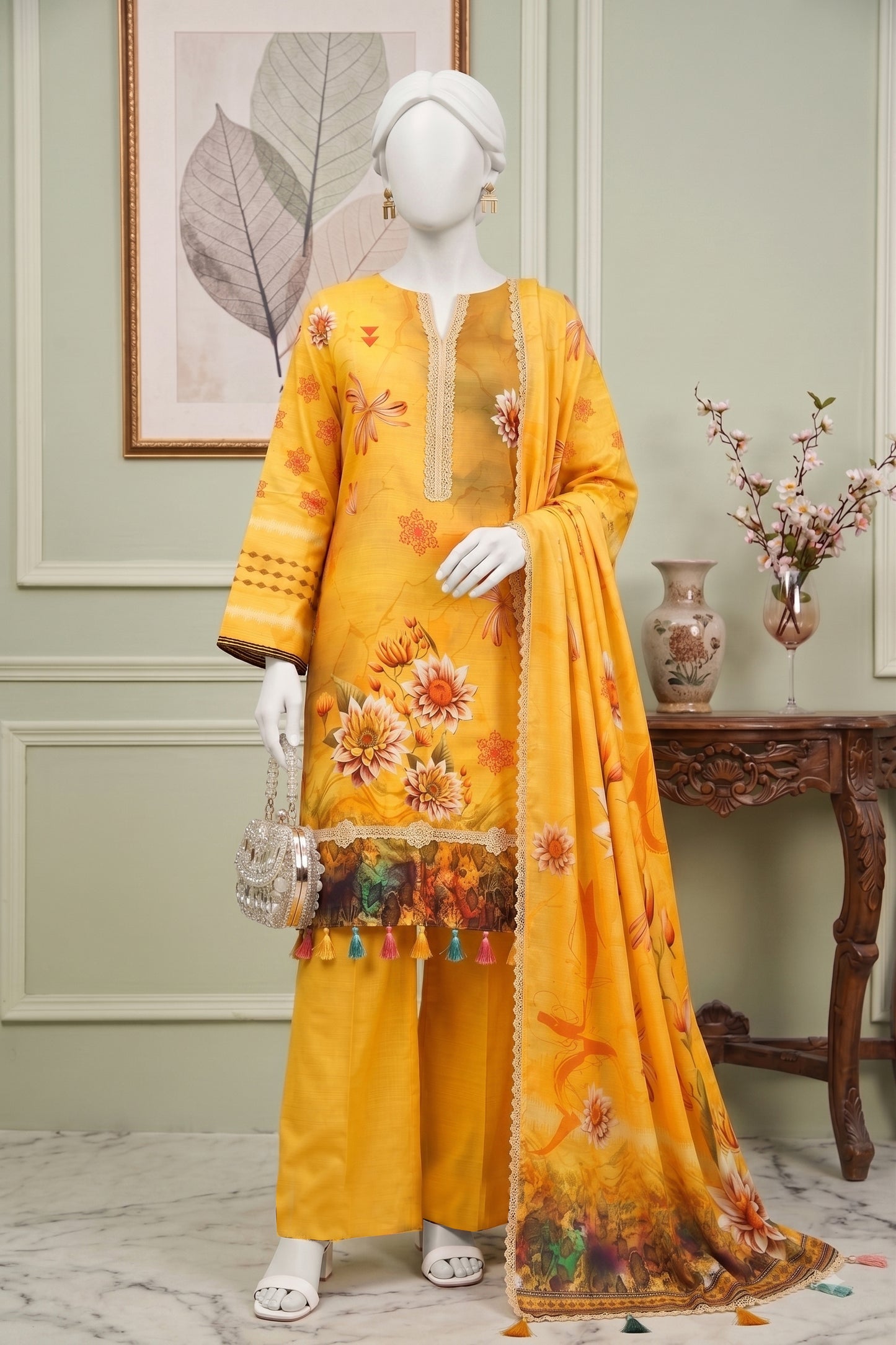 Printed Viscose Unstitched 3 Piece - 12040309
