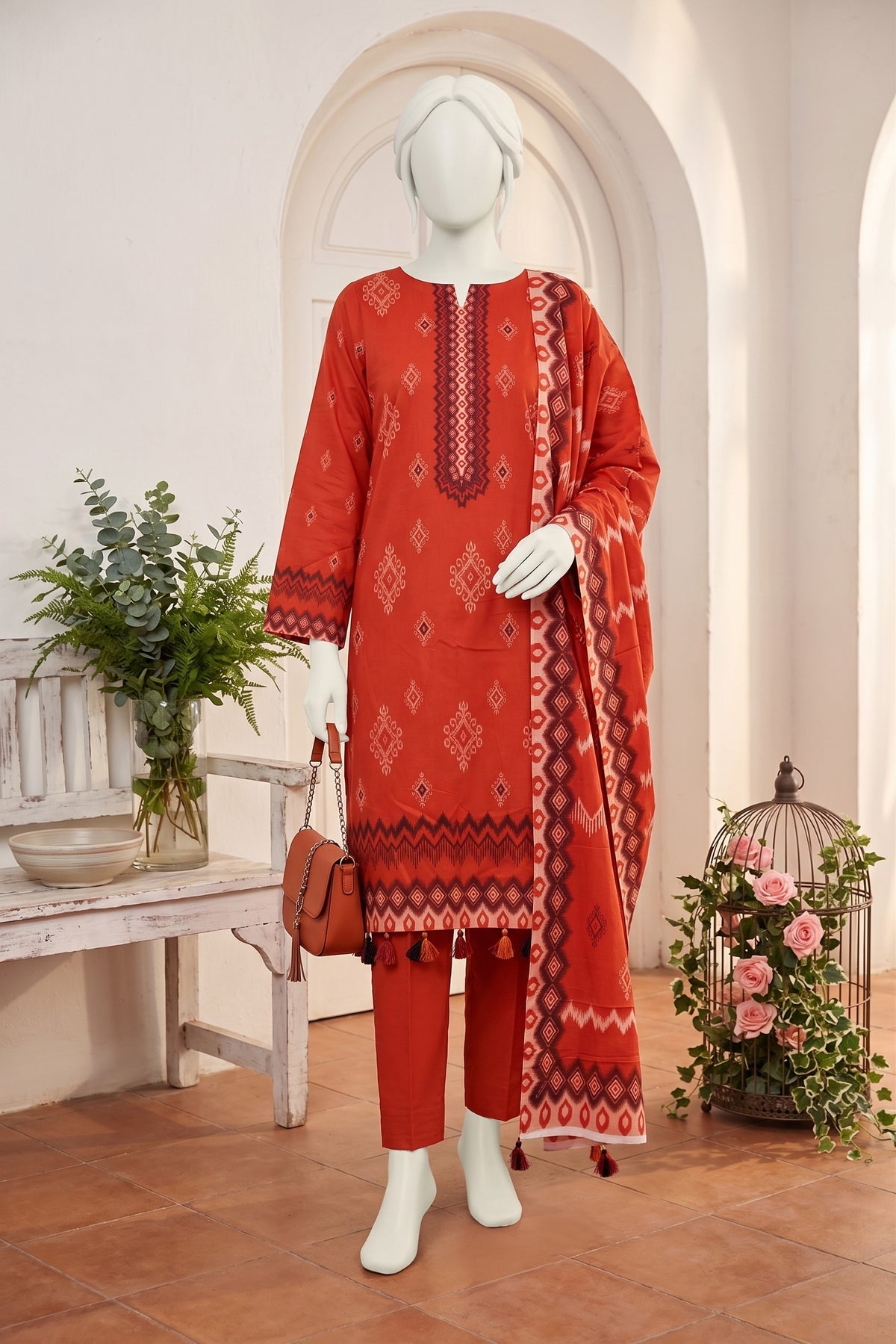 Printed Linen Unstitched 3 Piece - 12760309