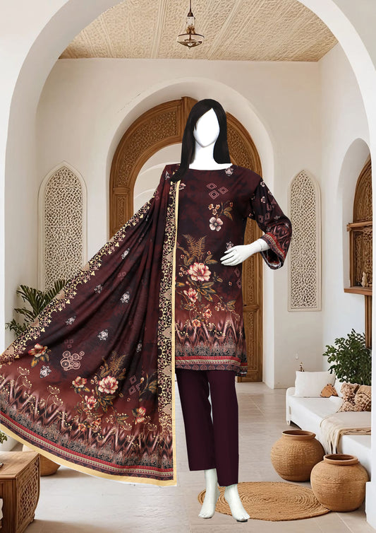 Printed linen Unstitched 3 Piece - 12110208