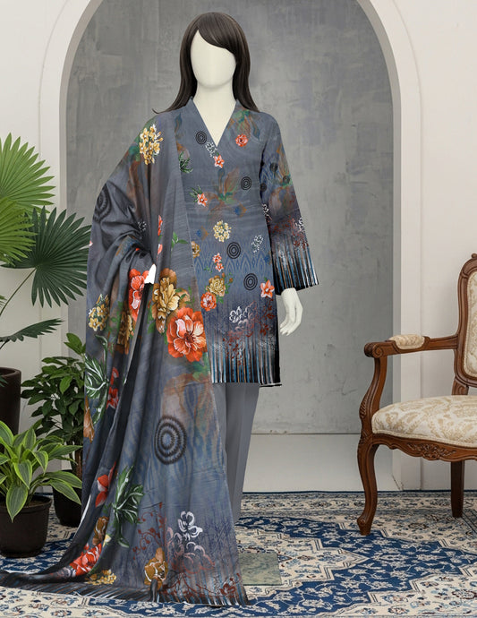 Printed Viscose Unstitched 3 Piece - 12040308