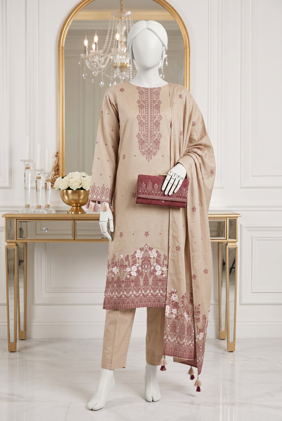 Jacquard Printed Viscose Unstitched 3 Piece - 12710103