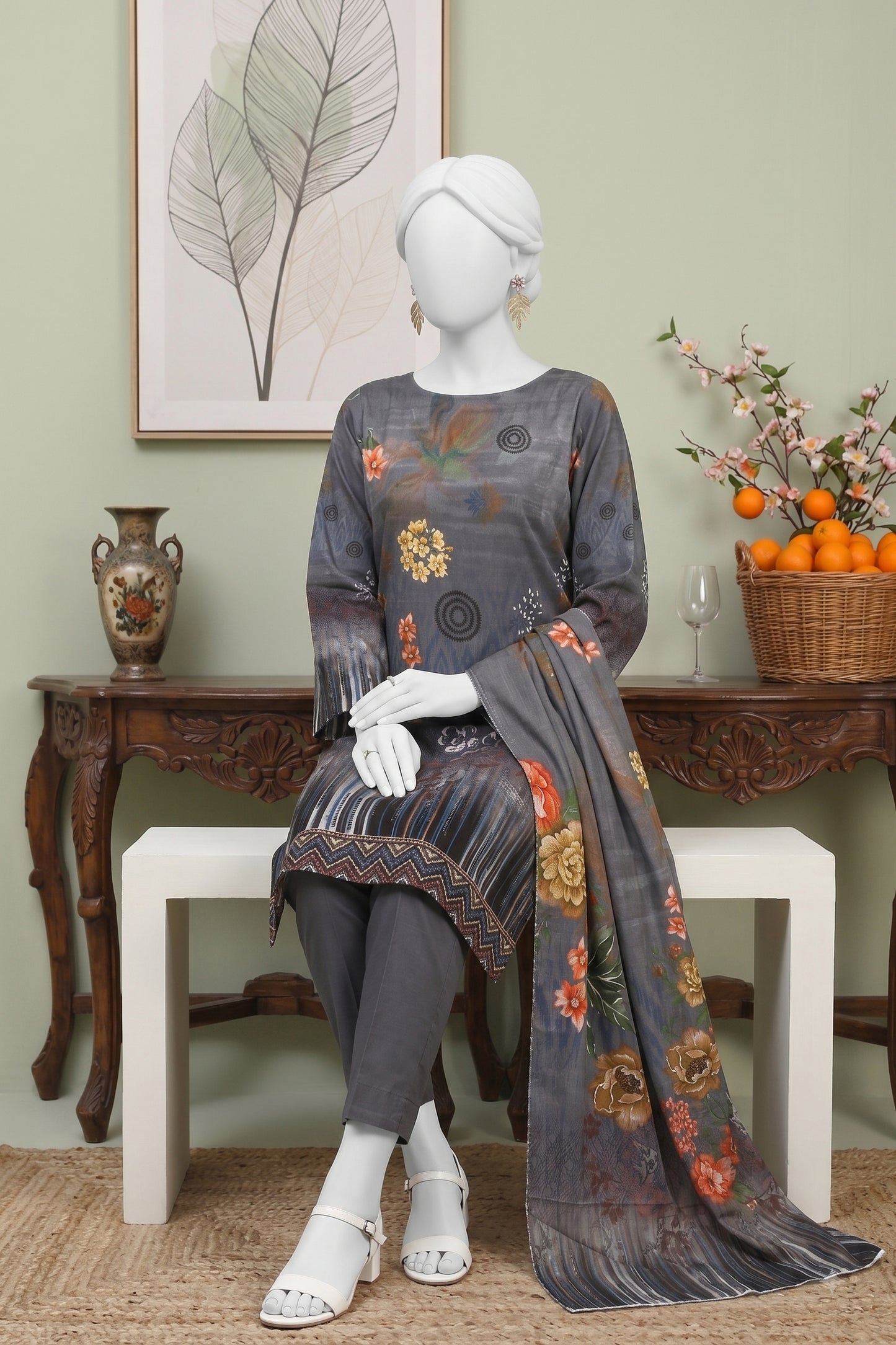 Printed Viscose Unstitched 3 Piece - 12040308