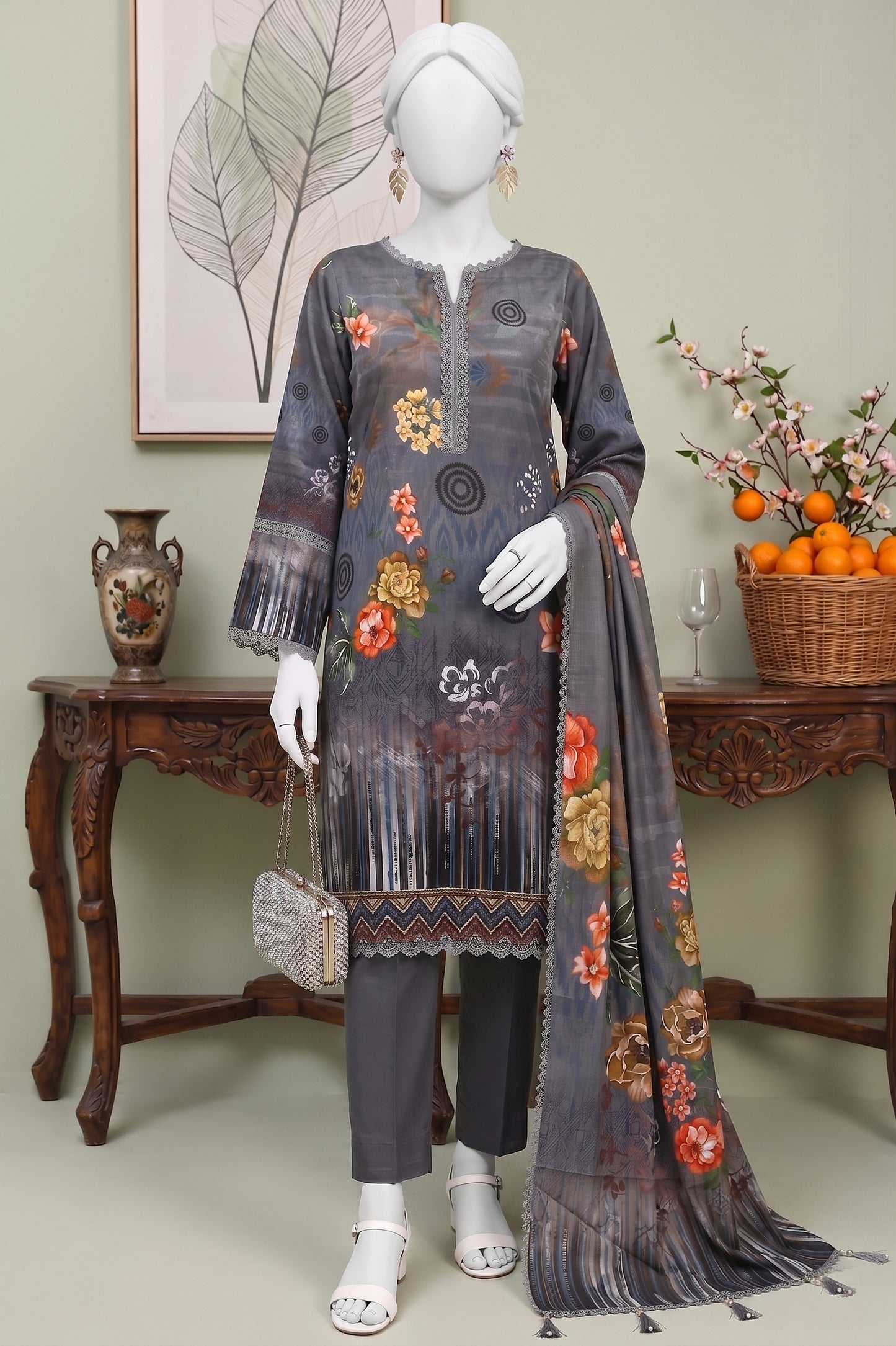 Printed Viscose Unstitched 3 Piece - 12040308