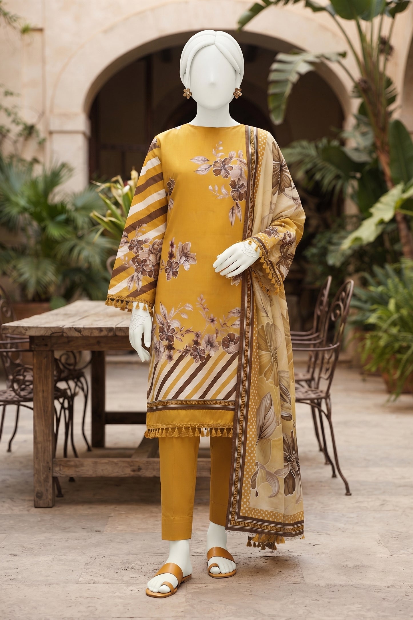 Printed Lilen Unstitched 3 Piece - 12700106
