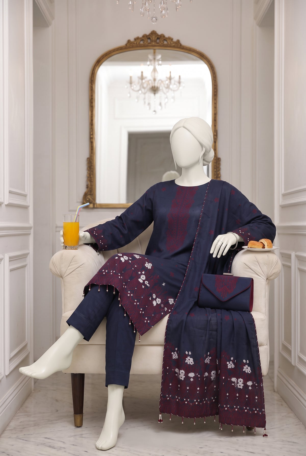 Jacquard Printed Viscose Unstitched 3 Piece - 12710102