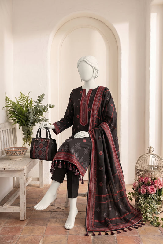 Printed Linen Unstitched 3 Piece - 12760307