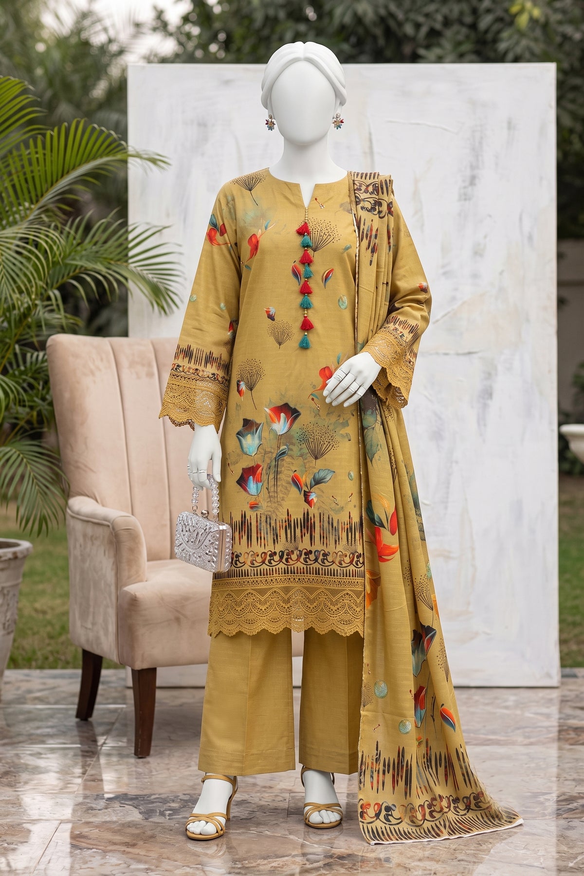 Printed Viscose Unstitched 3 Piece - 12710406