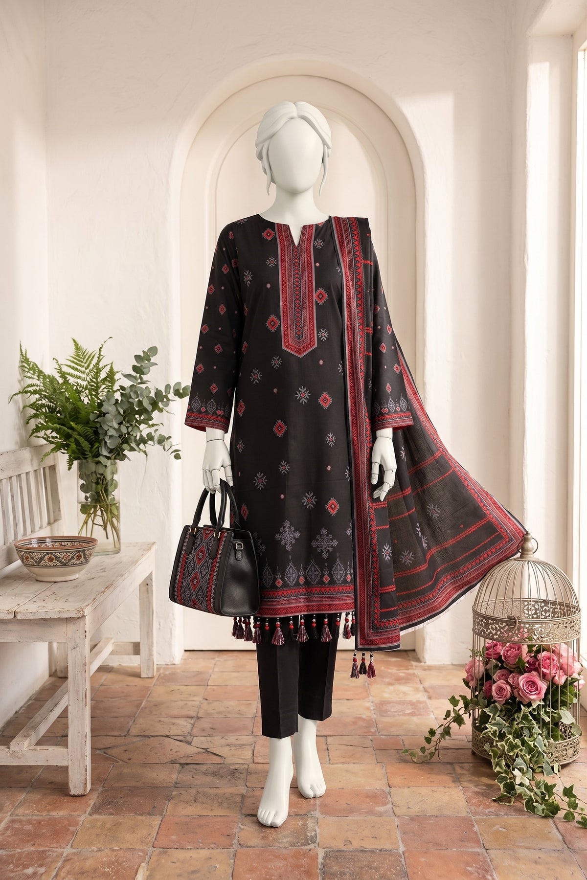 Printed Linen Unstitched 3 Piece - 12760307