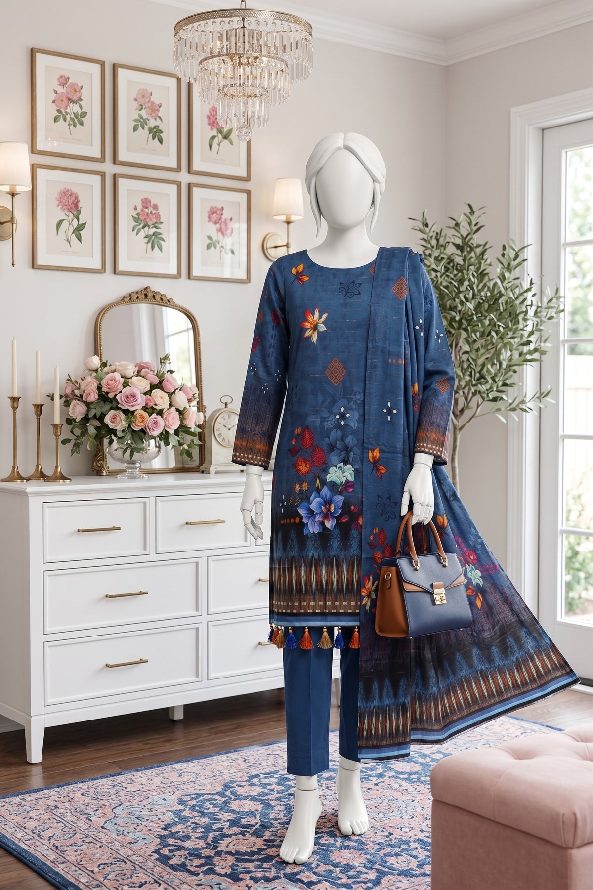 Printed Linen Unstitched 3 Piece - 12760306