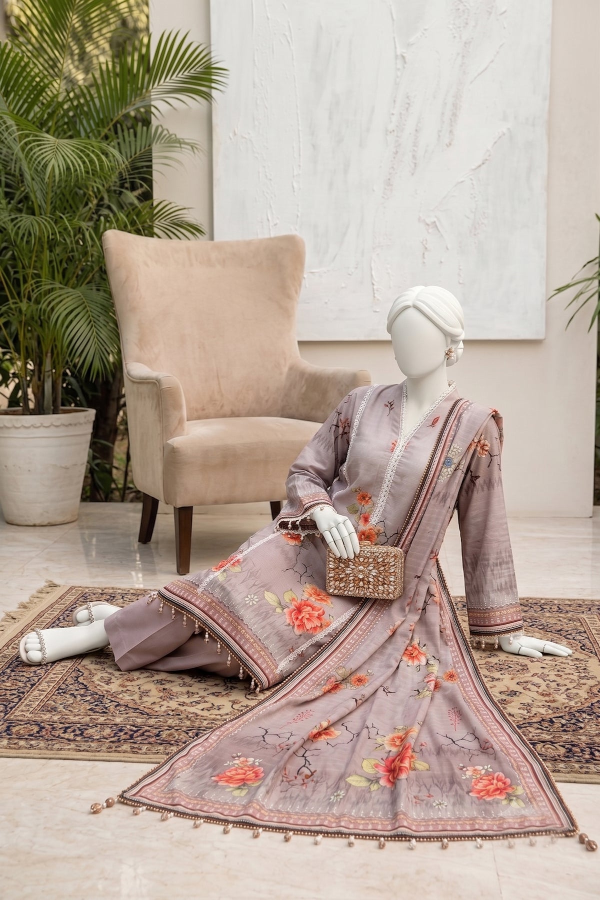Printed Viscose Unstitched 3 Piece - 12710405
