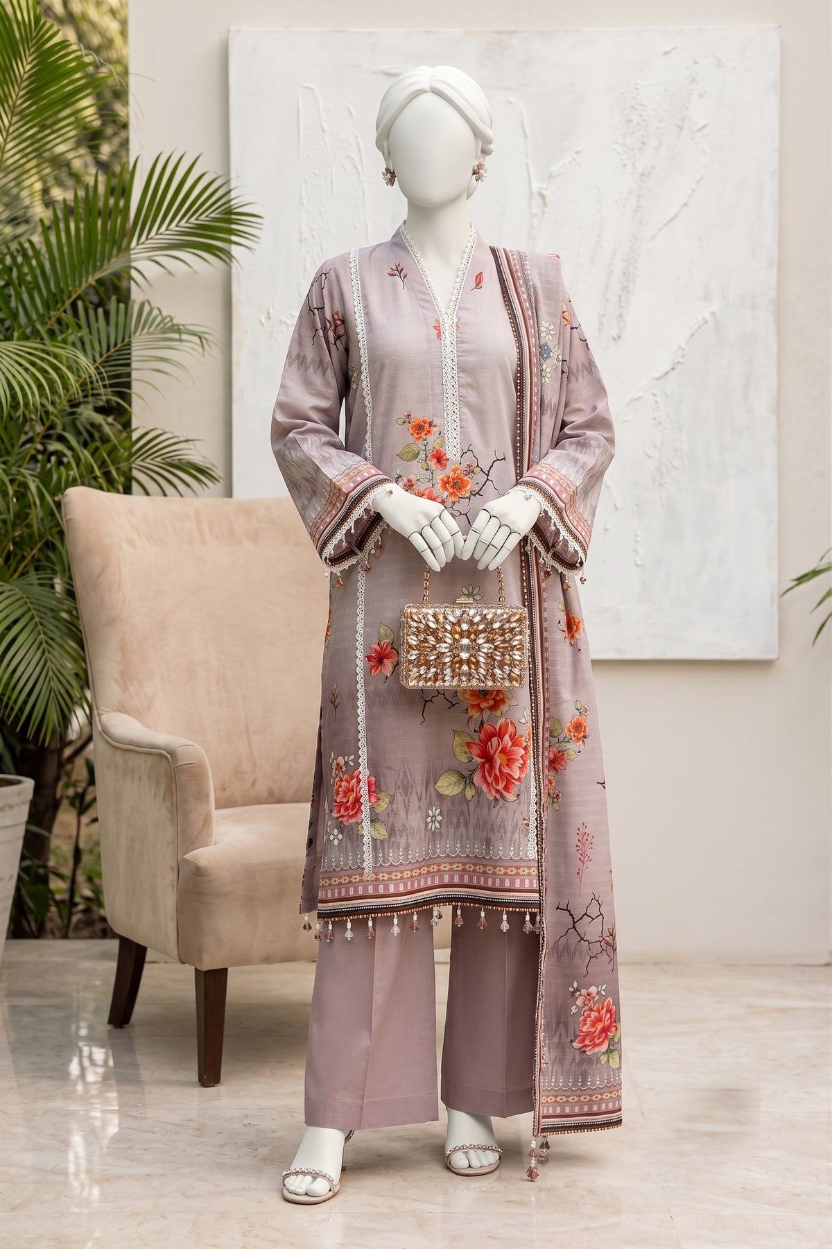 Printed Viscose Unstitched 3 Piece - 12710405
